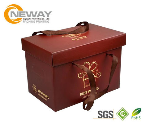 Custom Gift  Food Boxes , Deluxe Customized Artpaper Handle Cake Box With PVC Window