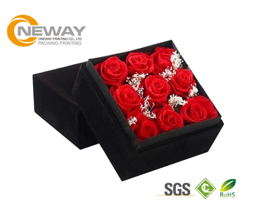 Black Luxury Custom Square Gift Flower Paper boxes with Square Lids