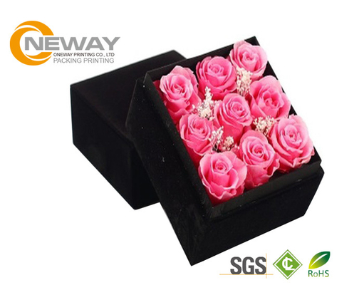 Black Luxury Custom Square Gift Flower Paper boxes with Square Lids