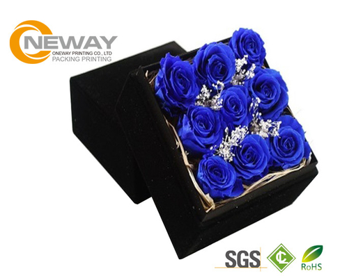 Black Luxury Custom Square Gift Flower Paper boxes with Square Lids
