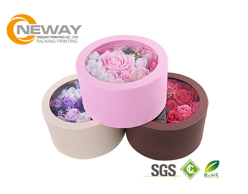 Gold Stamping Hat Flower Packaging Box / Cardboard Custom Gift Flower Paper Box