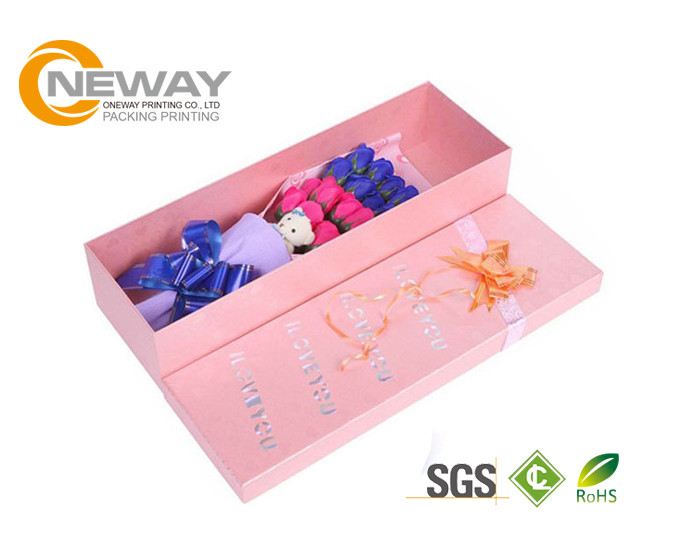 Delicate Custom Carton Flower Empty Gift Baskets With Colored Ribbons