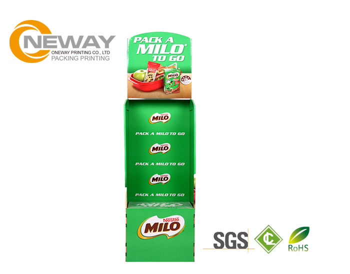 Custom Printed Food Cardboard Display Stands / Corrugated Floor Display
